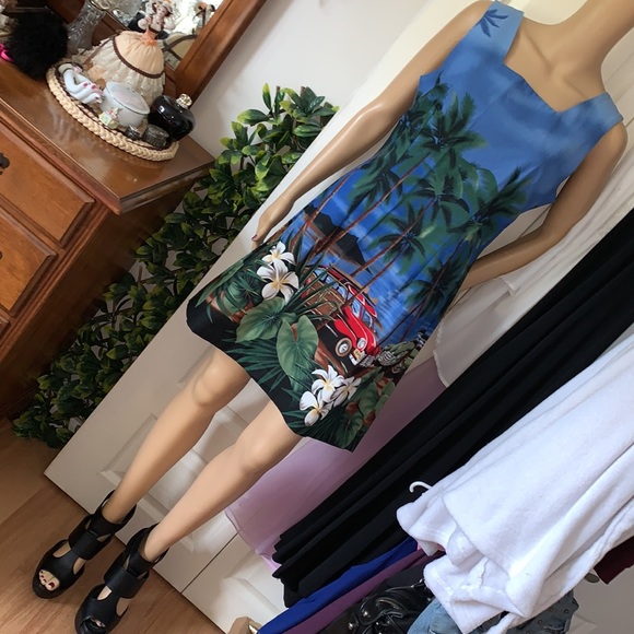 Shannon Marie square neckline Hawaiian mini dress L - Picture 5 of 12